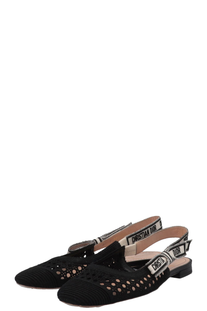 CHRISTIAN DIOR Lace Moi Slingback Ballet Flats Black