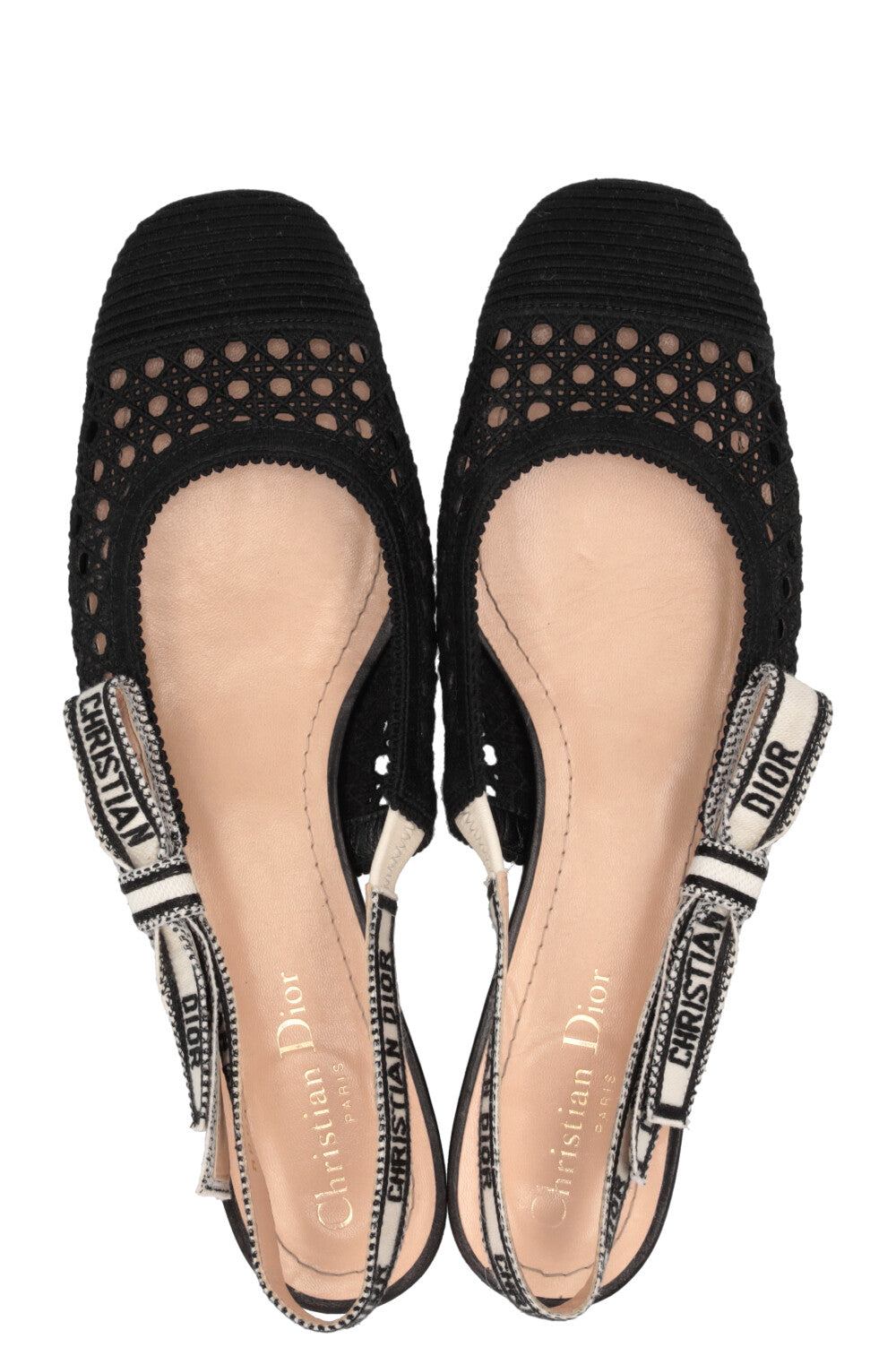 CHRISTIAN DIOR Lace Moi Slingback Ballet Flats Black