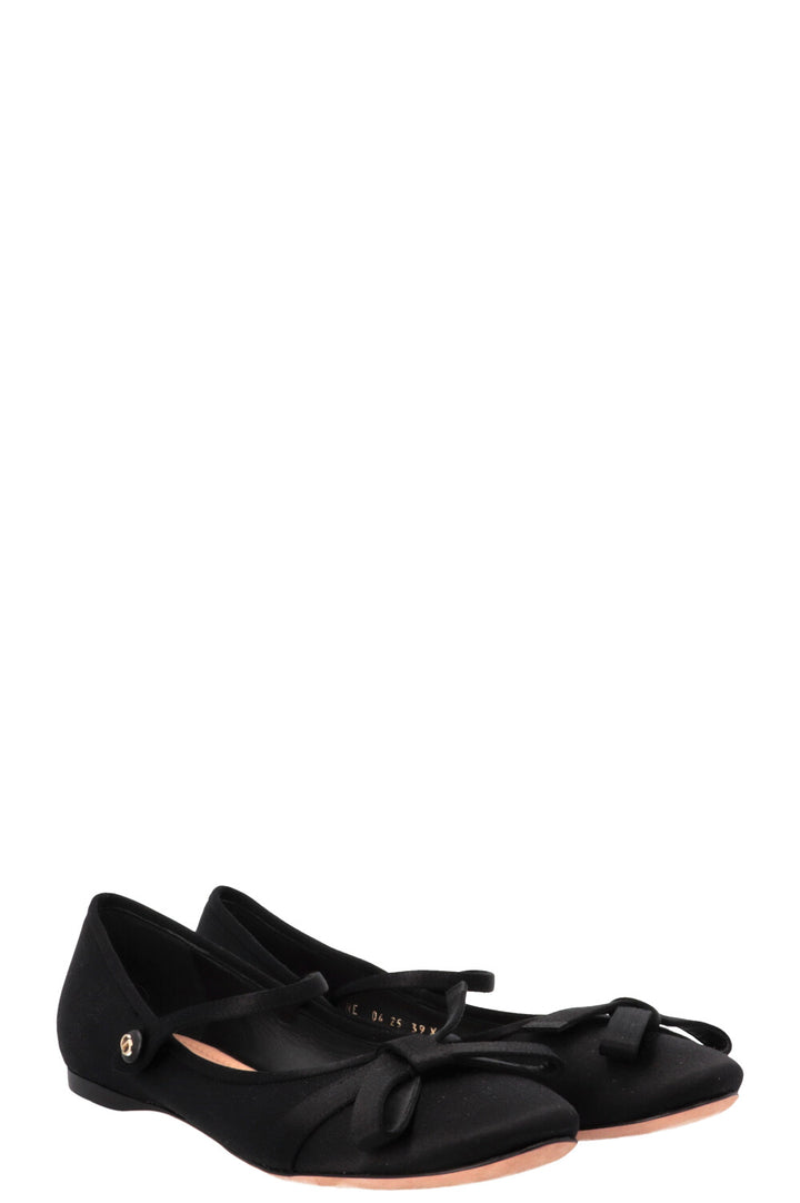 CHRISTIAN DIOR Lovely-D Ballet Flats Satin Black