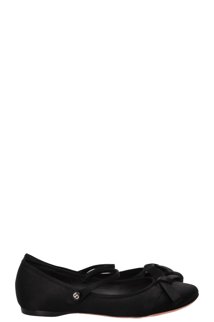 CHRISTIAN DIOR Lovely-D Ballet Flats Satin Black