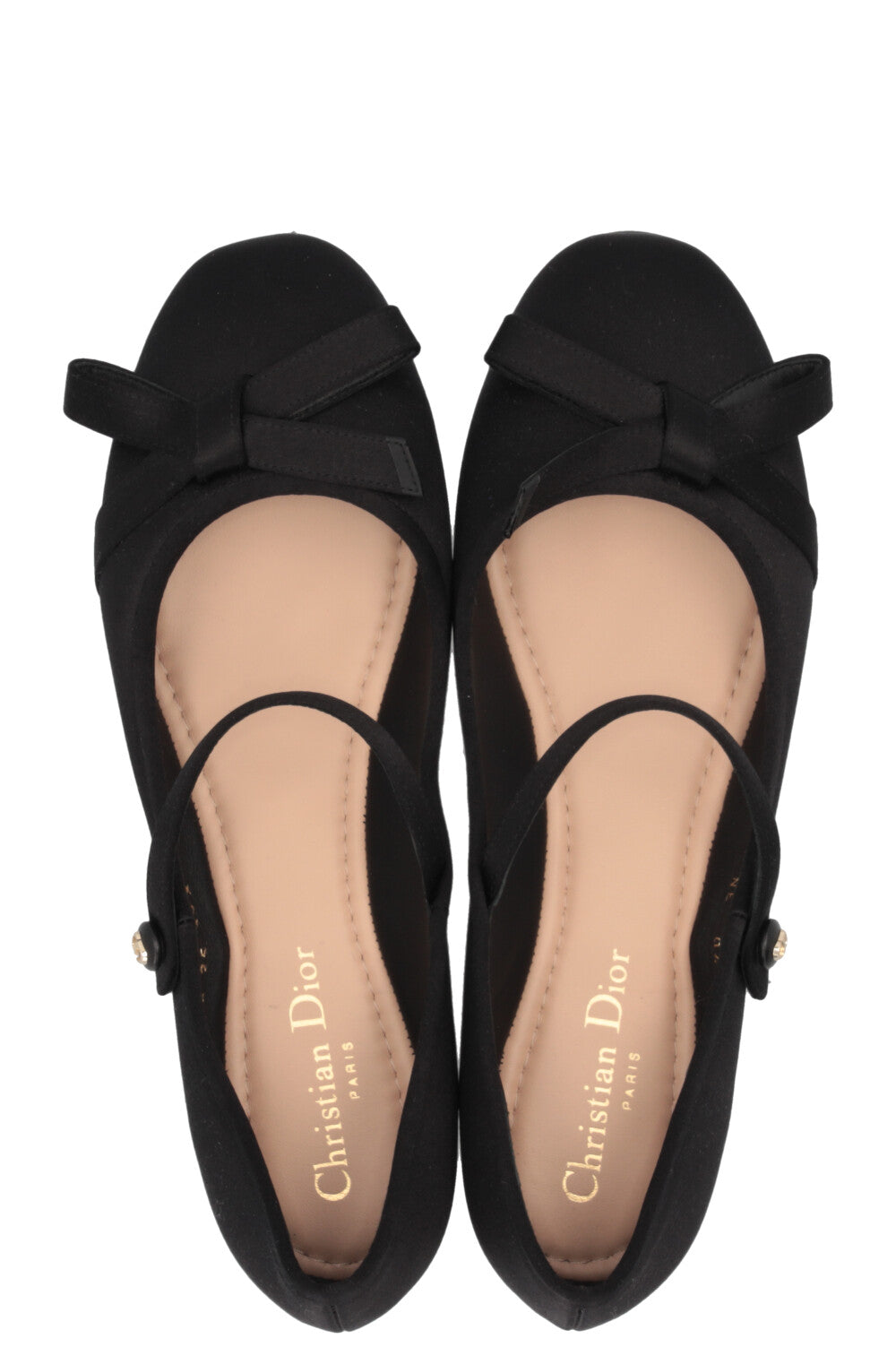 CHRISTIAN DIOR Lovely-D Ballet Flats Satin Black