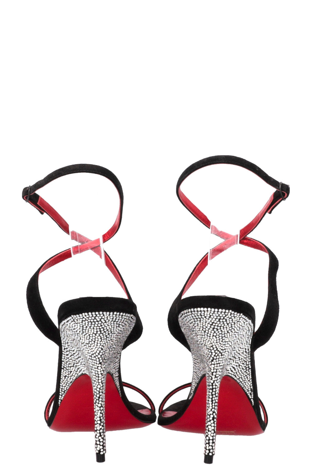 CHRISTIAN LOUBOUTIN Arch Queen 100 Crystal Sandals Suede Black