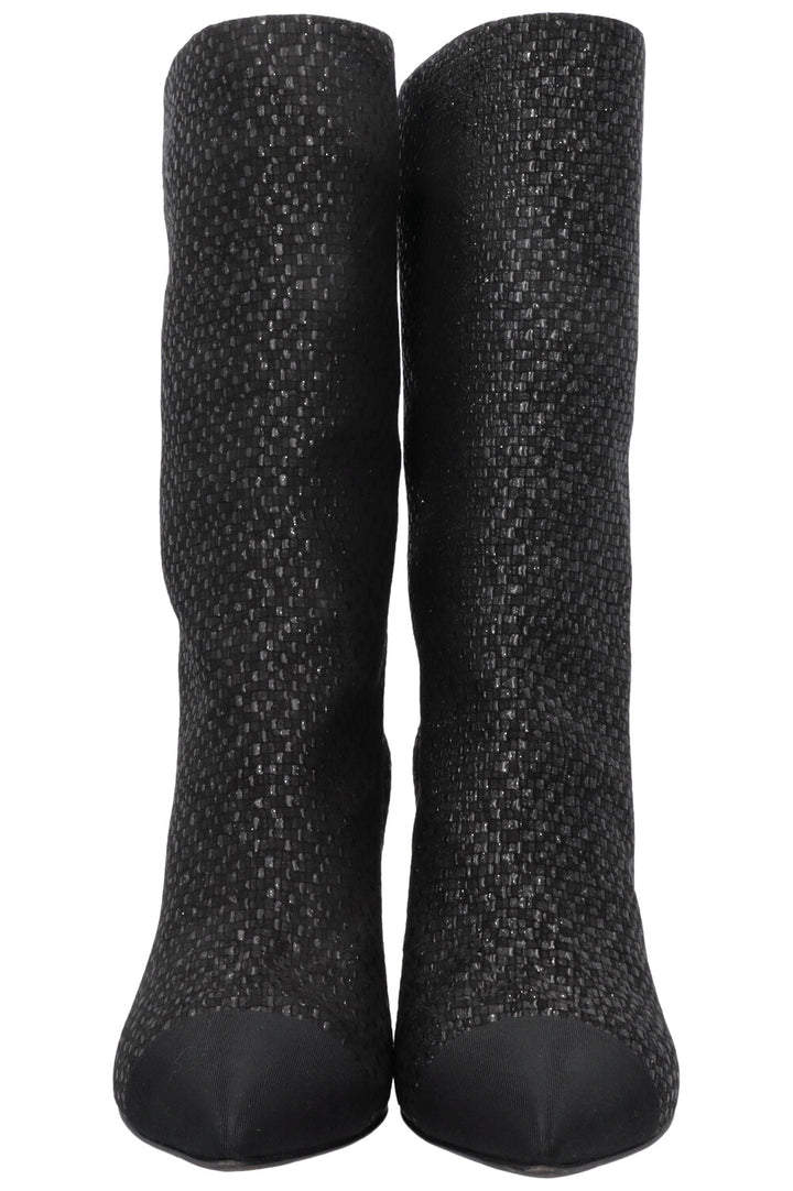 Bottes montantes CHANEL Gabrielle en toile pailletée noire
