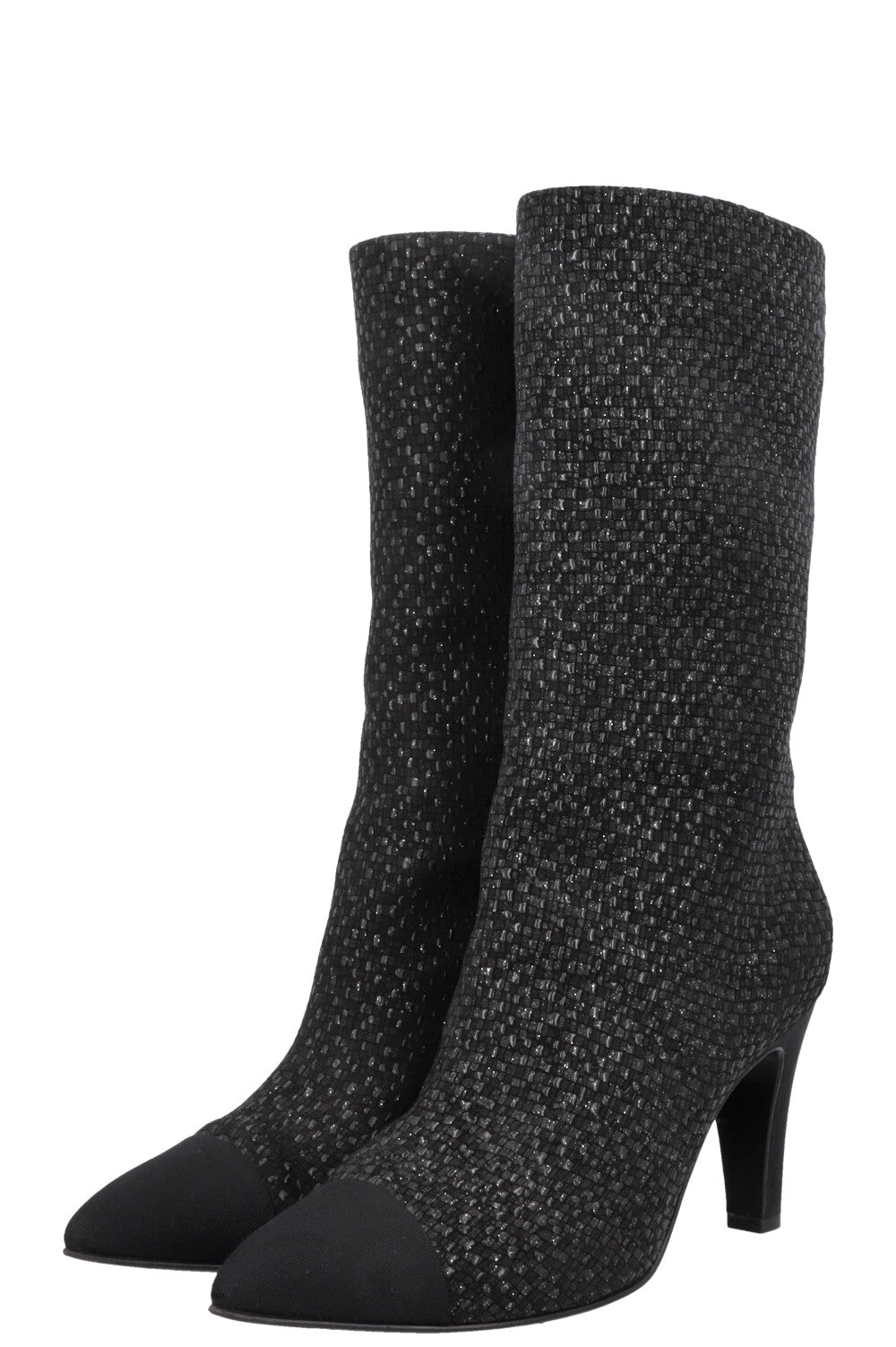Bottes montantes CHANEL Gabrielle en toile pailletée noire