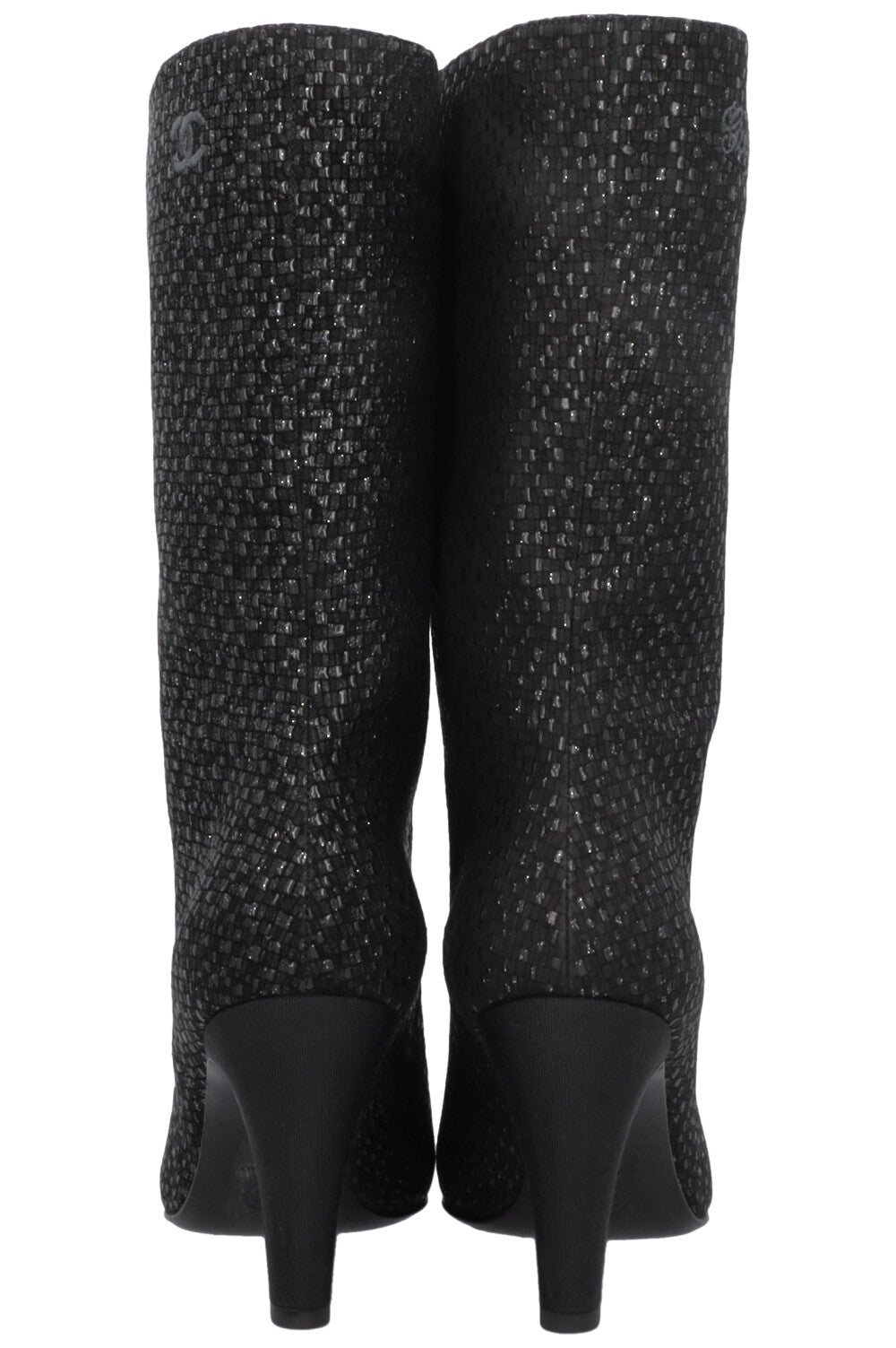Bottes montantes CHANEL Gabrielle en toile pailletée noire