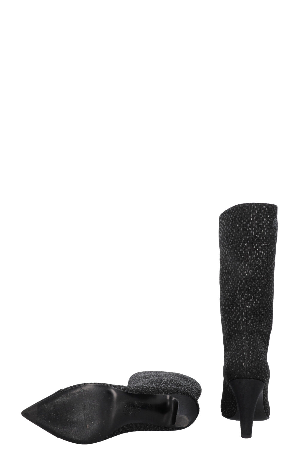 Bottes montantes CHANEL Gabrielle en toile pailletée noire