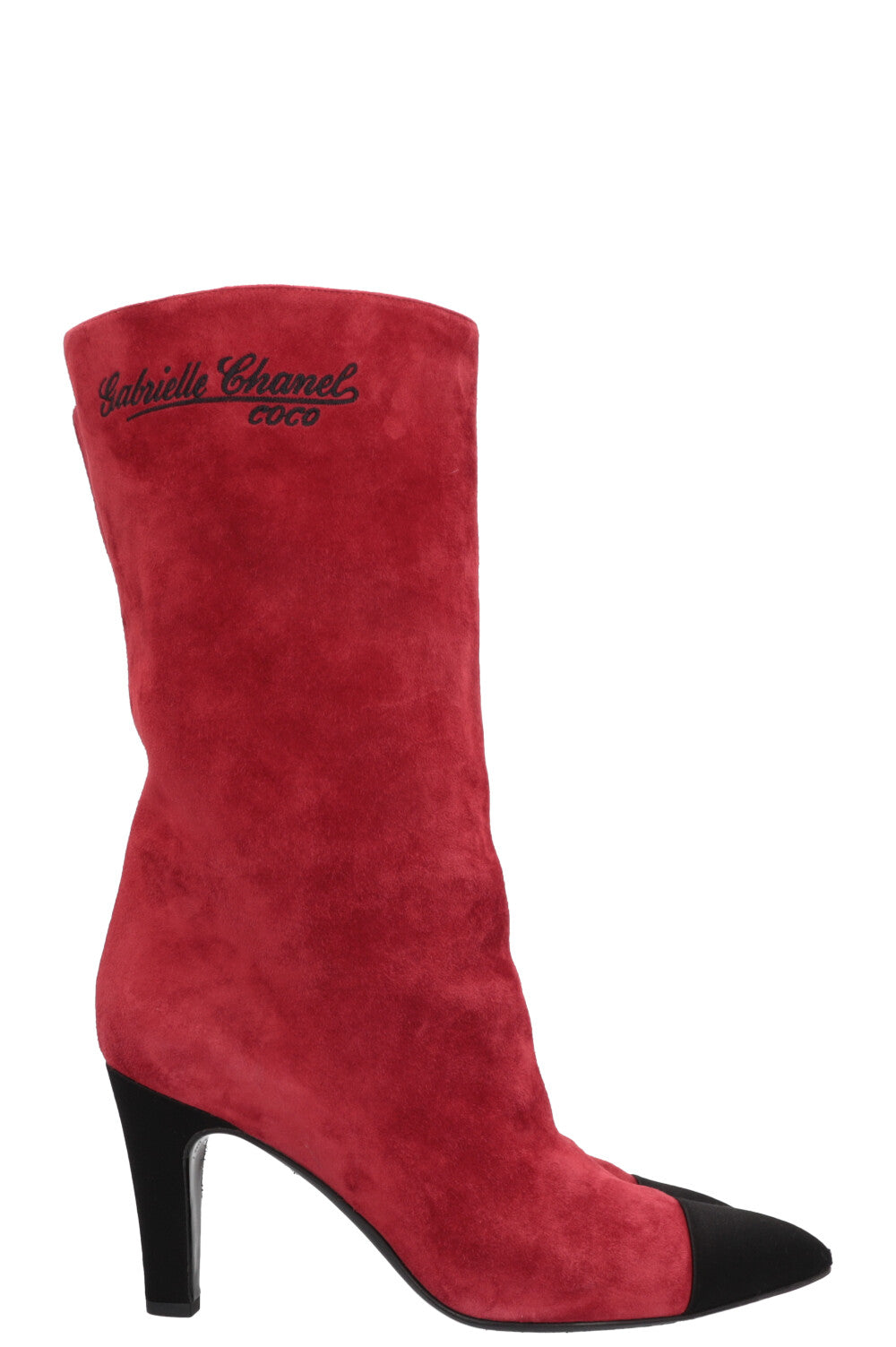 CHANEL Gabrielle High Ankle Boots Suede Red