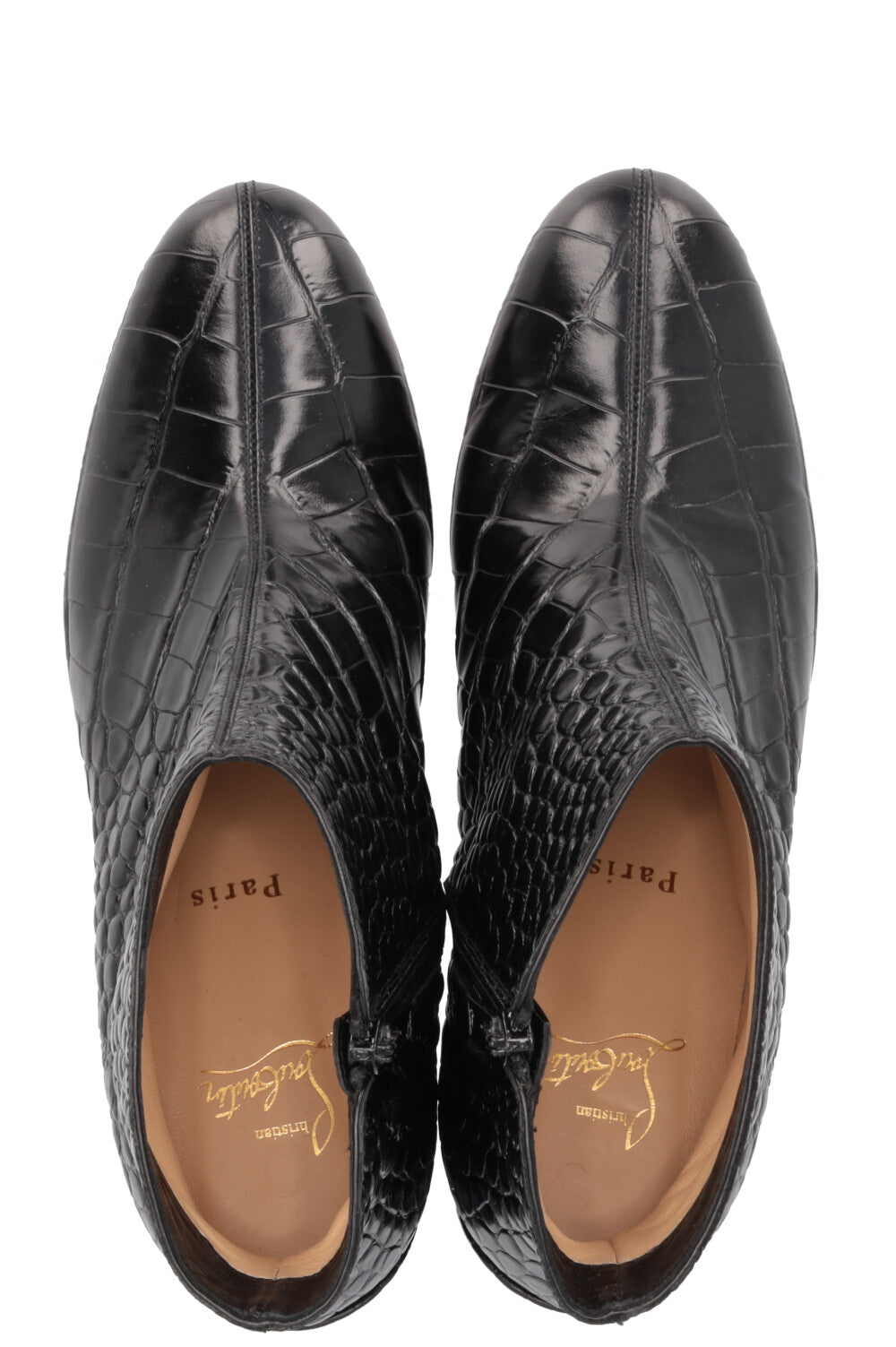 CHRISTIAN LOUBOUTIN Turela 55 Croc Embossed Ankle Boots Black