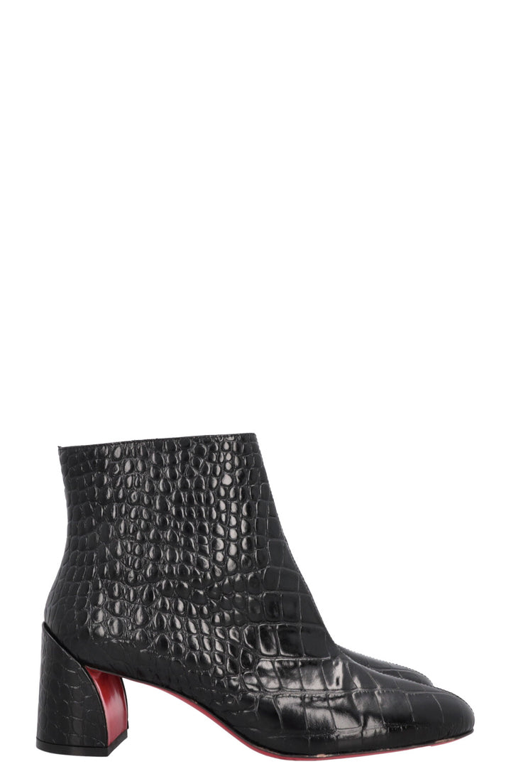 CHRISTIAN LOUBOUTIN Turela 55 Croc Embossed Ankle Boots Black