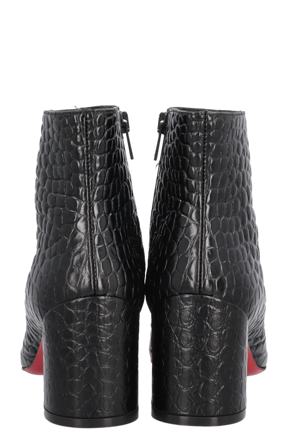 CHRISTIAN LOUBOUTIN Turela 55 Croc Embossed Ankle Boots Black