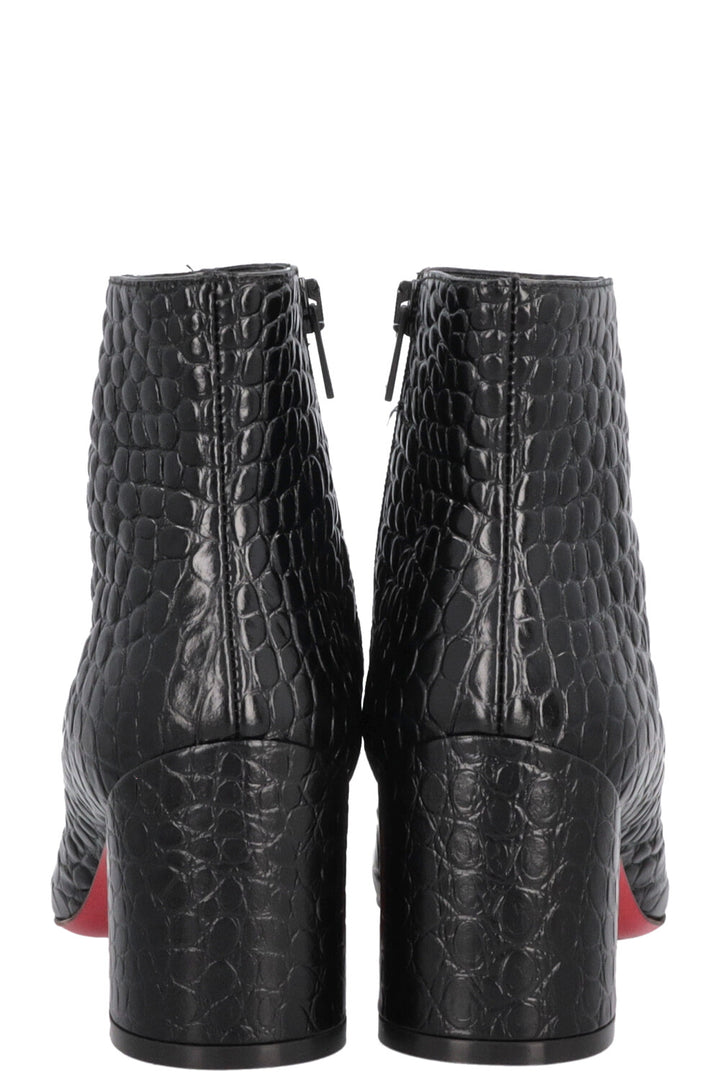 CHRISTIAN LOUBOUTIN Turela 55 Croc Embossed Ankle Boots Black