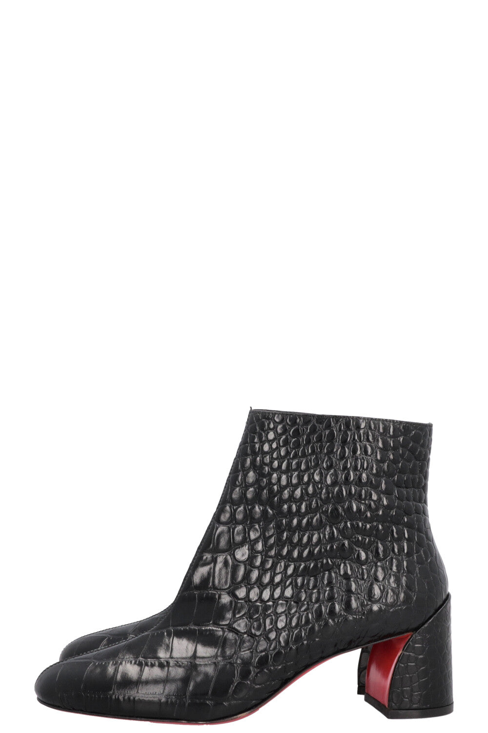CHRISTIAN LOUBOUTIN Turela 55 Croc Embossed Ankle Boots Black