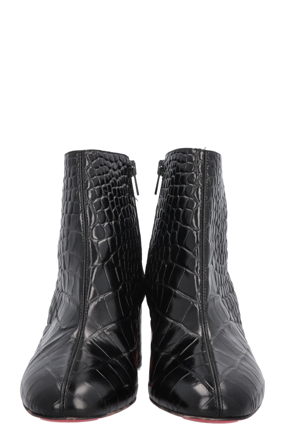 CHRISTIAN LOUBOUTIN Turela 55 Croc Embossed Ankle Boots Black