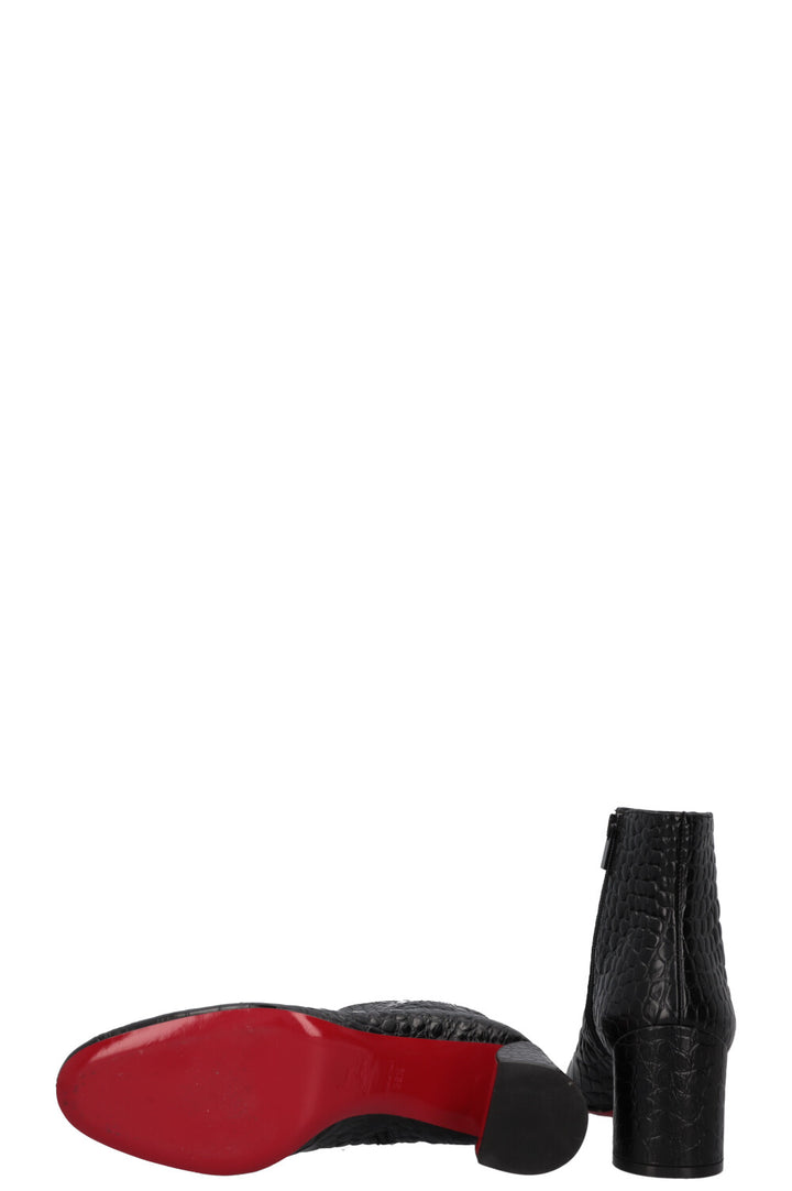 CHRISTIAN LOUBOUTIN Turela 55 Croc Embossed Ankle Boots Black