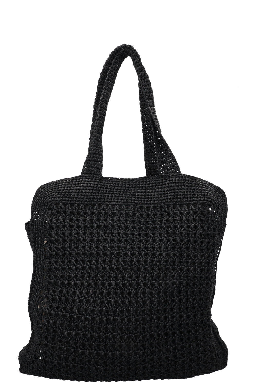 MIUMIU Logo Raffia Tote Bag Black