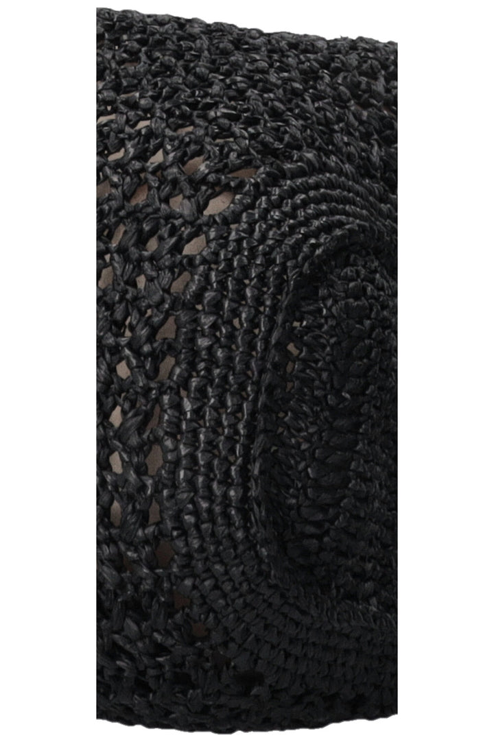 MIUMIU Logo Raffia Tote Bag Black