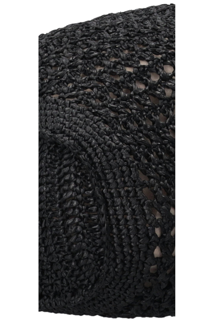 MIUMIU Logo Raffia Tote Bag Black