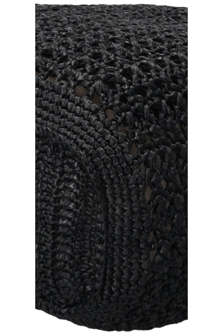 MIUMIU Logo Raffia Tote Bag Black