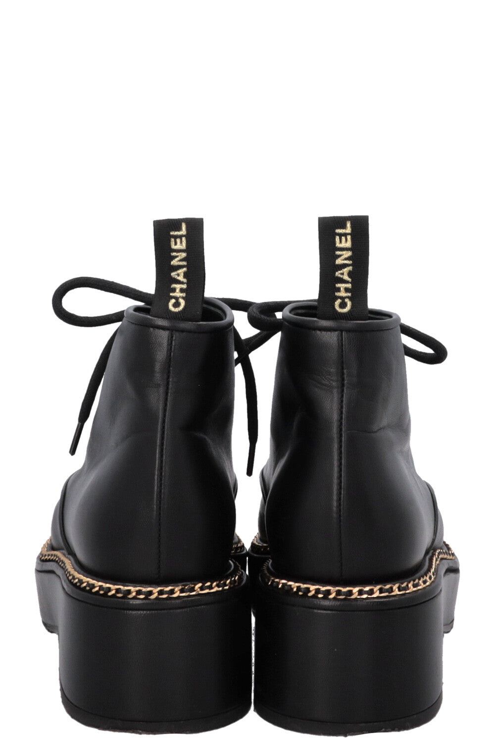 CHANEL Chain Ankle Boots 2020 Leather Black