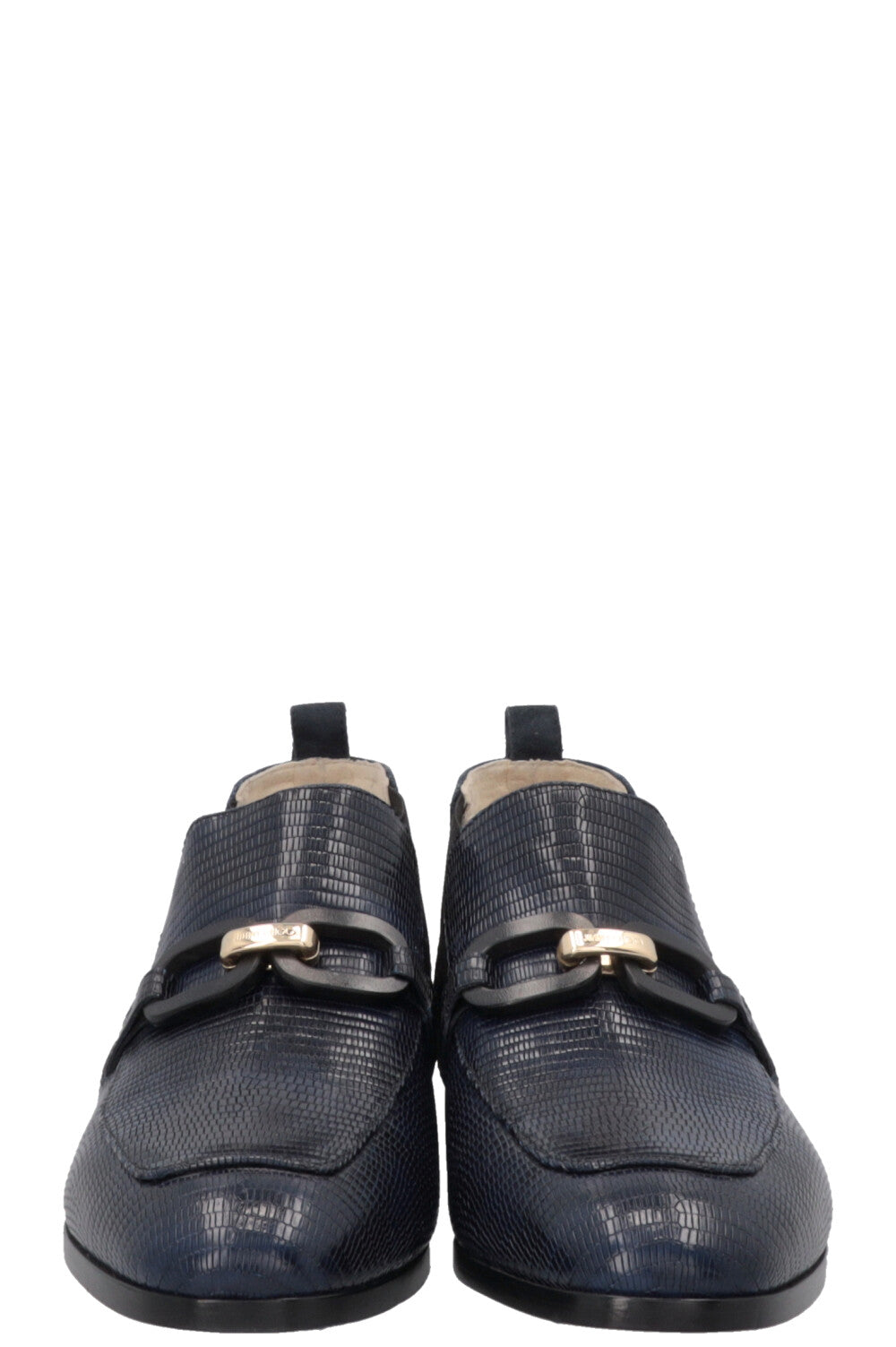 JIMMY CHOO Chain Link Embossed Loafers Blue