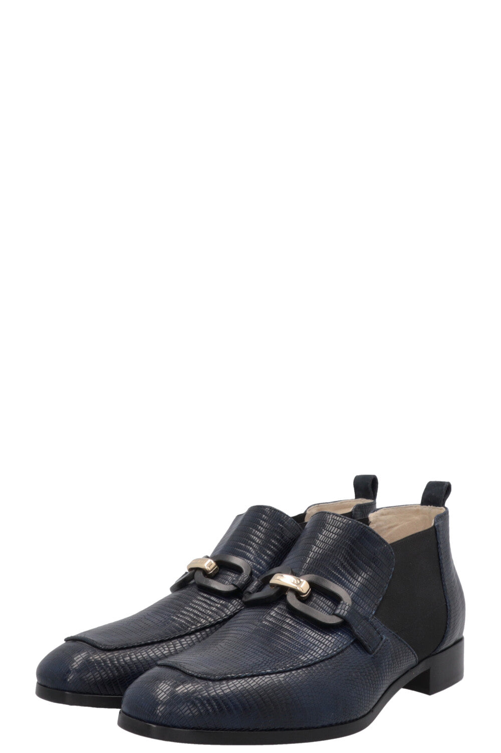 JIMMY CHOO Chain Link Embossed Loafers Blue