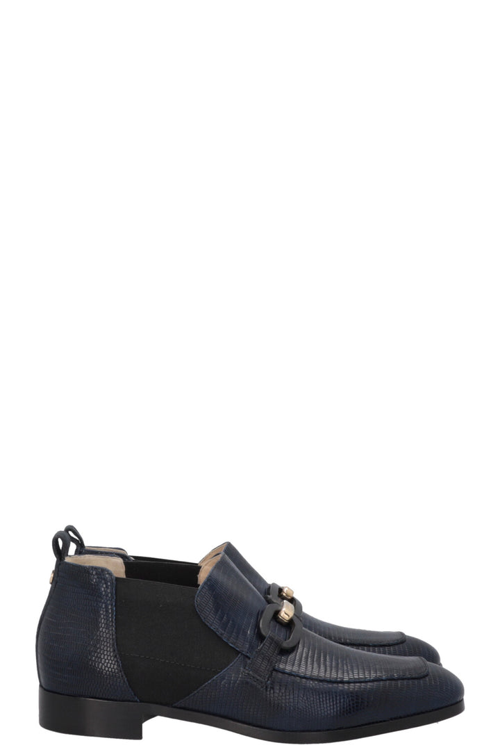 JIMMY CHOO Chain Link Embossed Loafers Blue