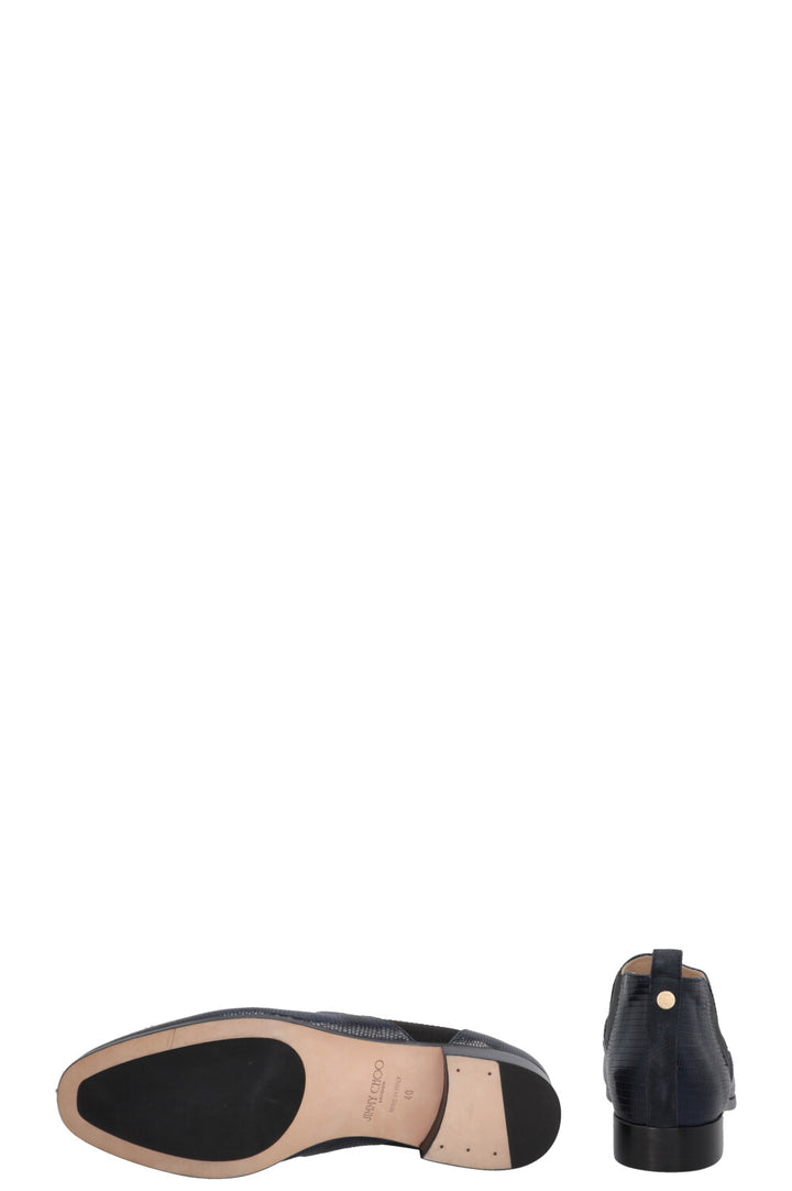 JIMMY CHOO Chain Link Embossed Loafers Blue