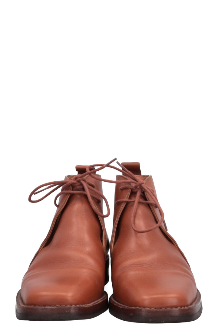 HERMÈS Lace Up Ankle Boots Brown