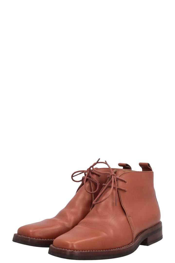 HERMÈS Lace Up Ankle Boots Brown