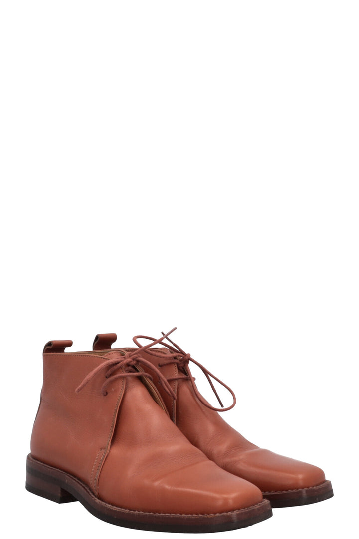 HERMÈS Lace Up Ankle Boots Brown