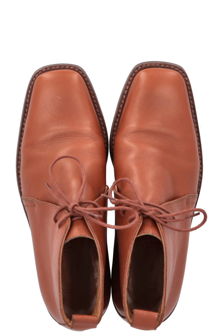 HERMÈS Lace Up Ankle Boots Brown