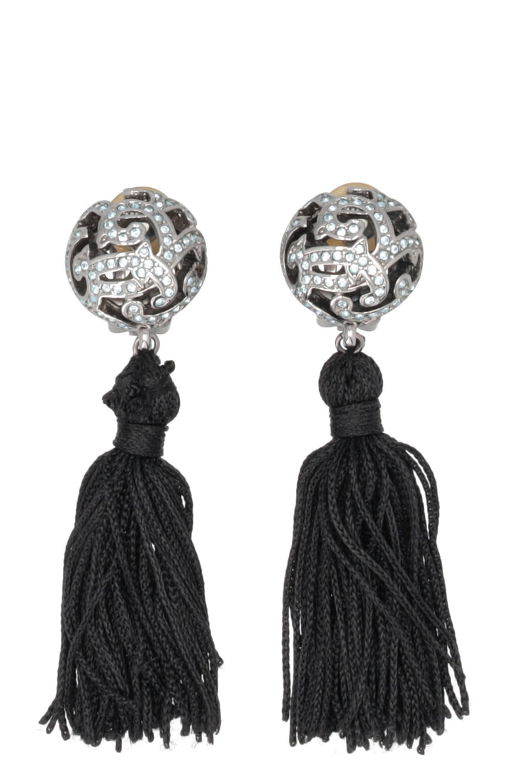 CHRISTIAN DIOR Crystal Pom Pom Ear Clips