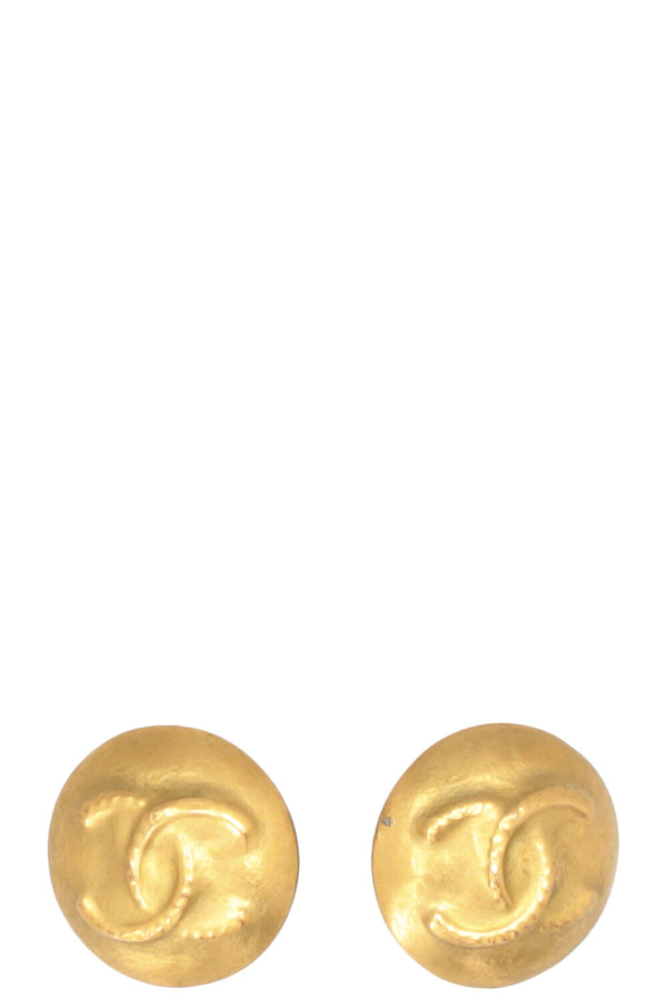 CHANEL 1995 CC Medallion Ear Clips Gold