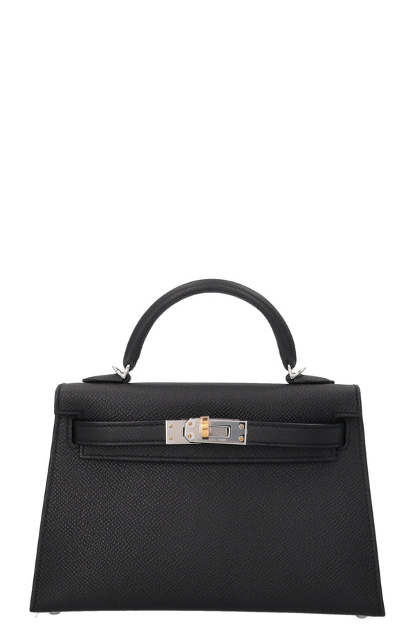 HERMÈS Mini Kelly II Sellier Electrum Epsom Noir
