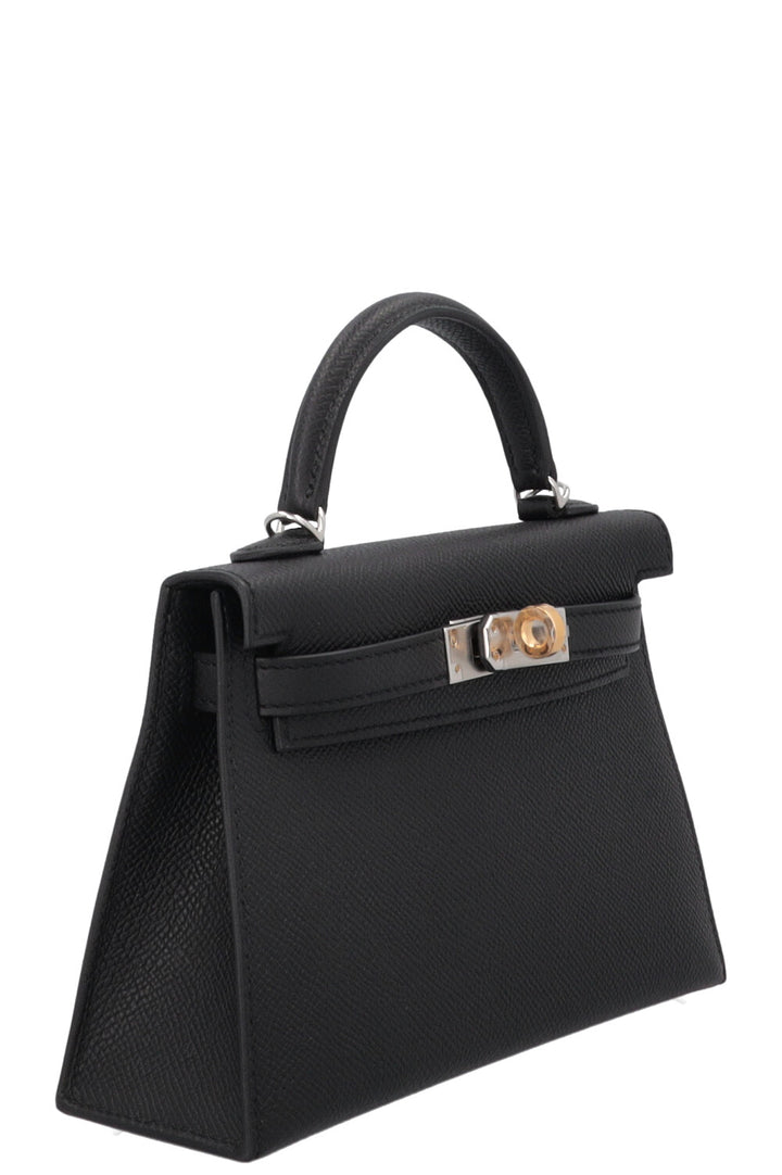 HERMÈS Mini Kelly II Sellier Electrum Epsom Noir