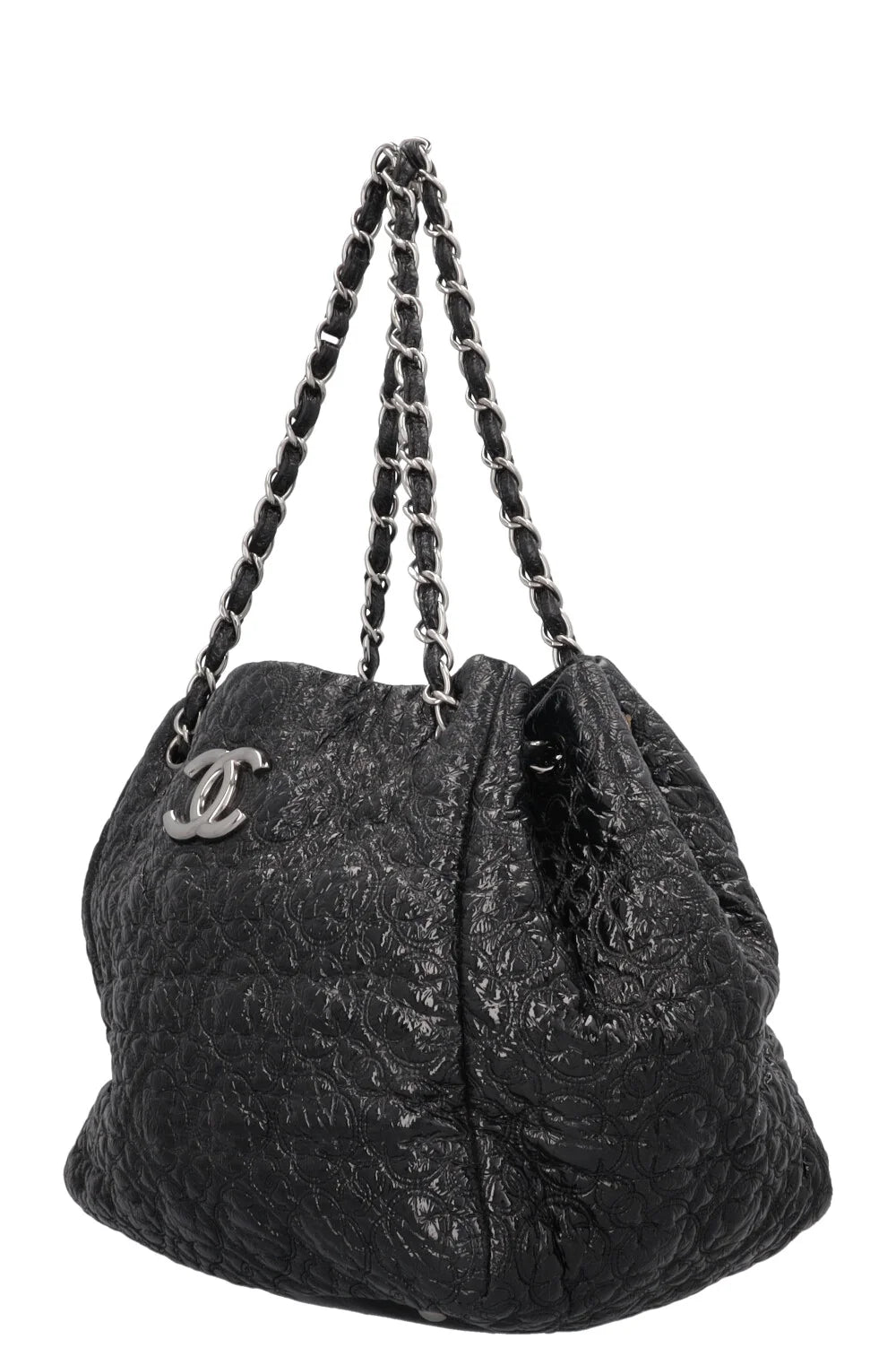 CHANEL Rock in Moscow Accordion Tote Cuir verni noir