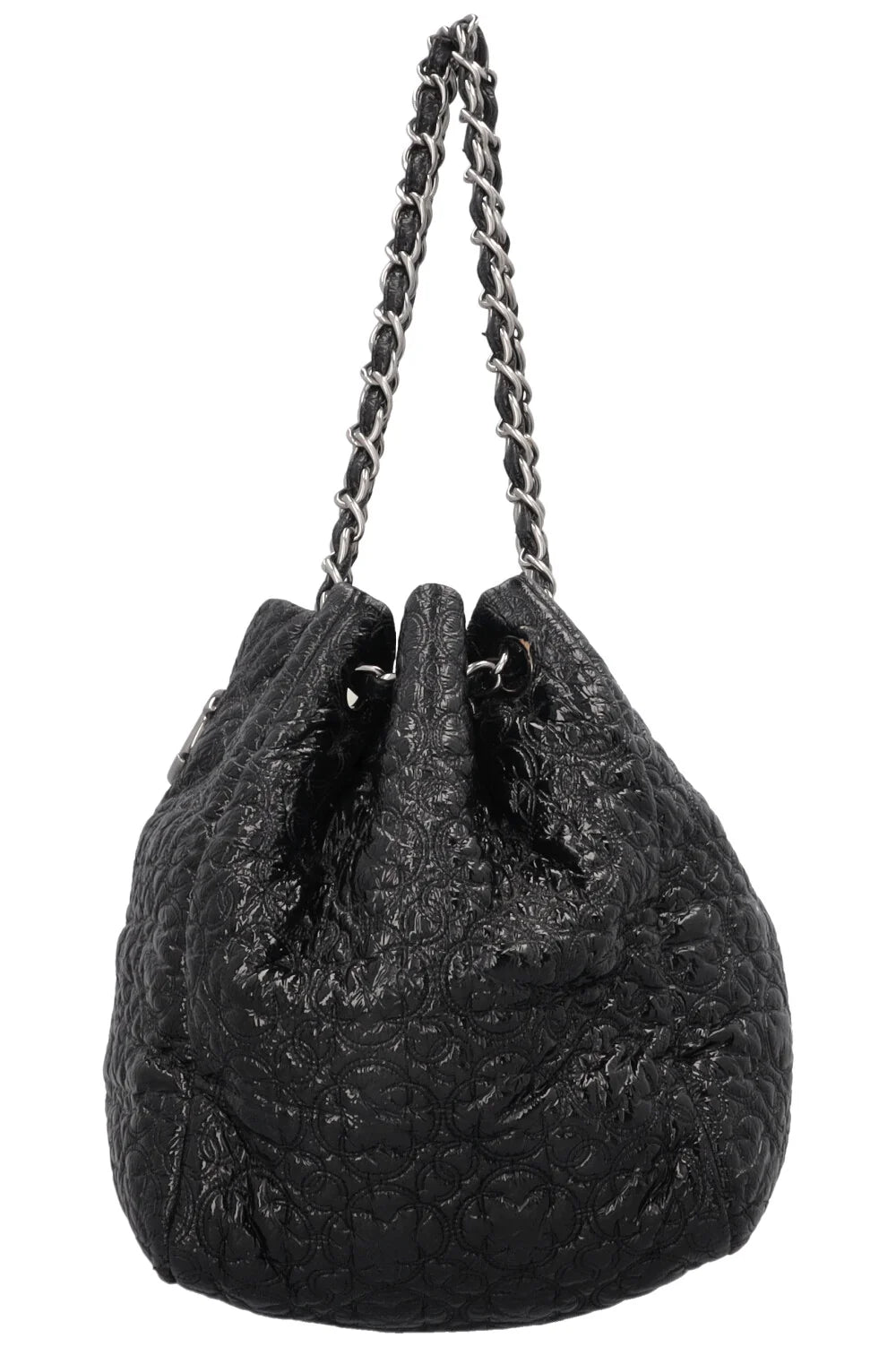 CHANEL Rock in Moscow Accordion Tote Cuir verni noir