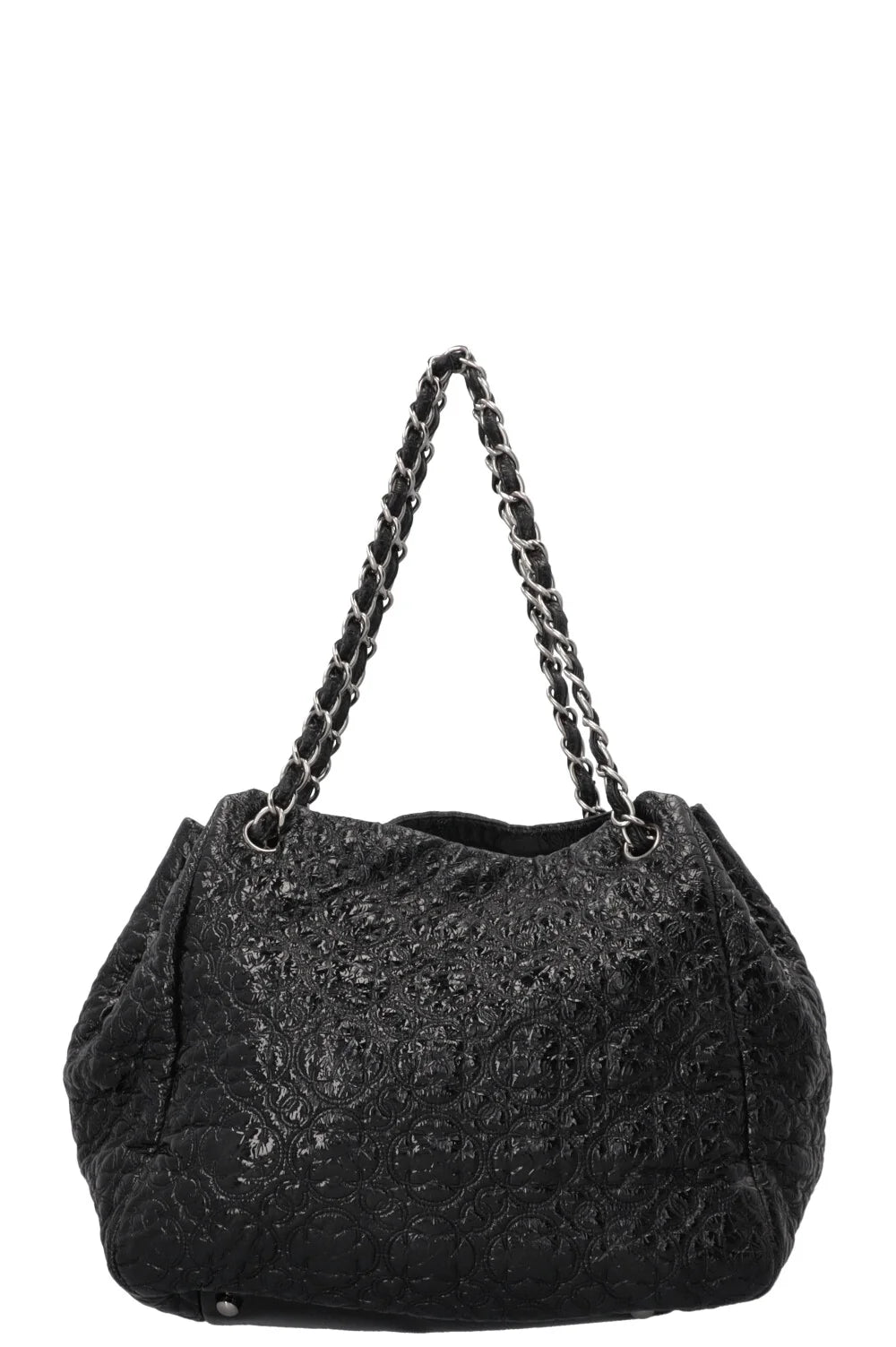 CHANEL Rock in Moscow Accordion Tote Cuir verni noir