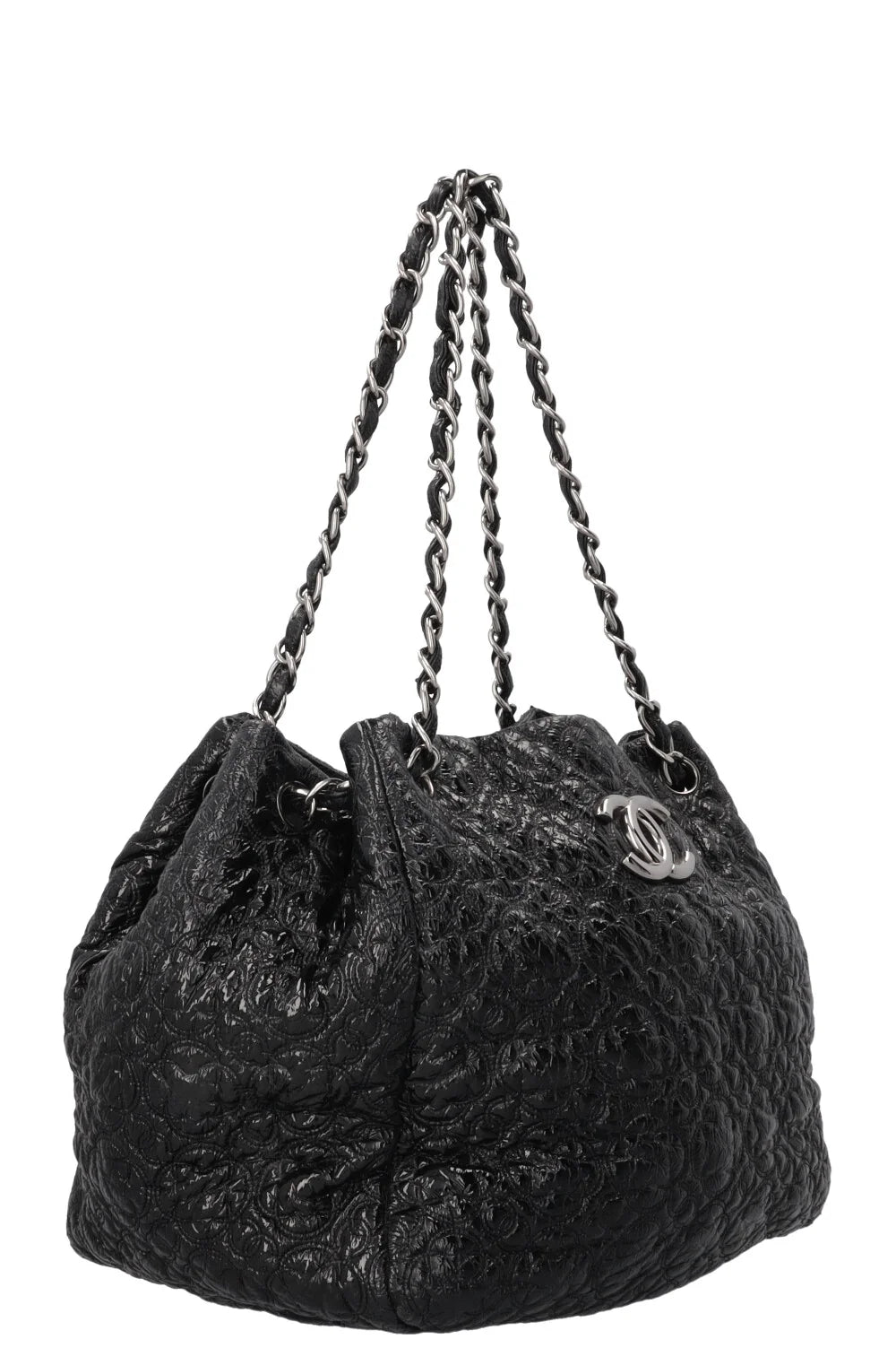 CHANEL Rock in Moscow Accordion Tote Cuir verni noir