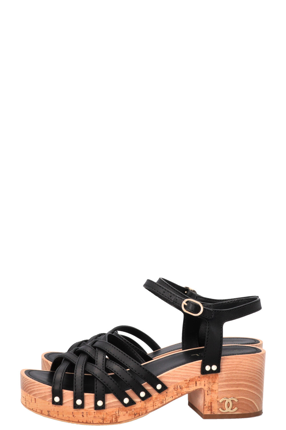 CHANEL Interlocking CC Logo Sandals Black