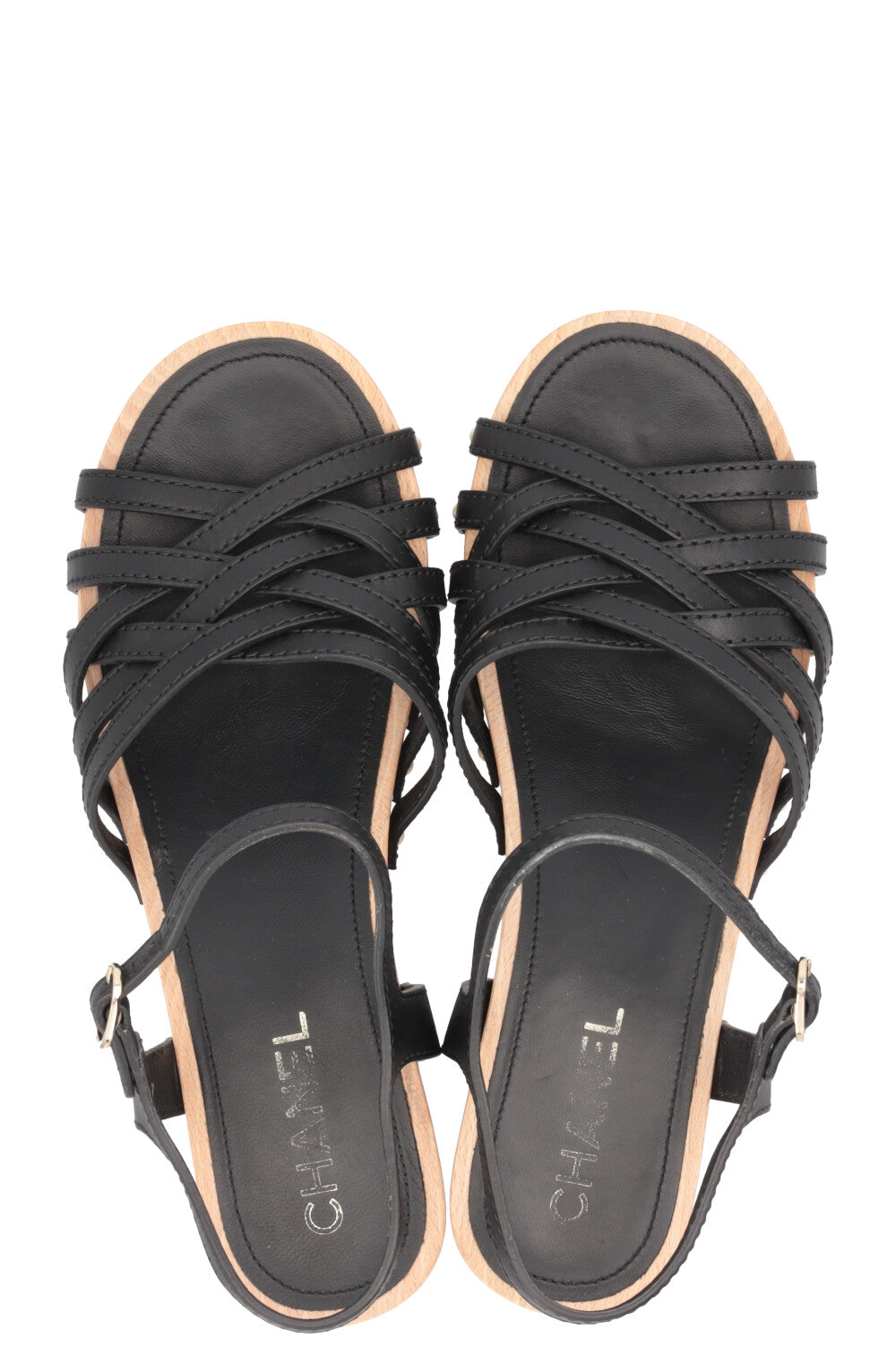 CHANEL Interlocking CC Logo Sandals Black