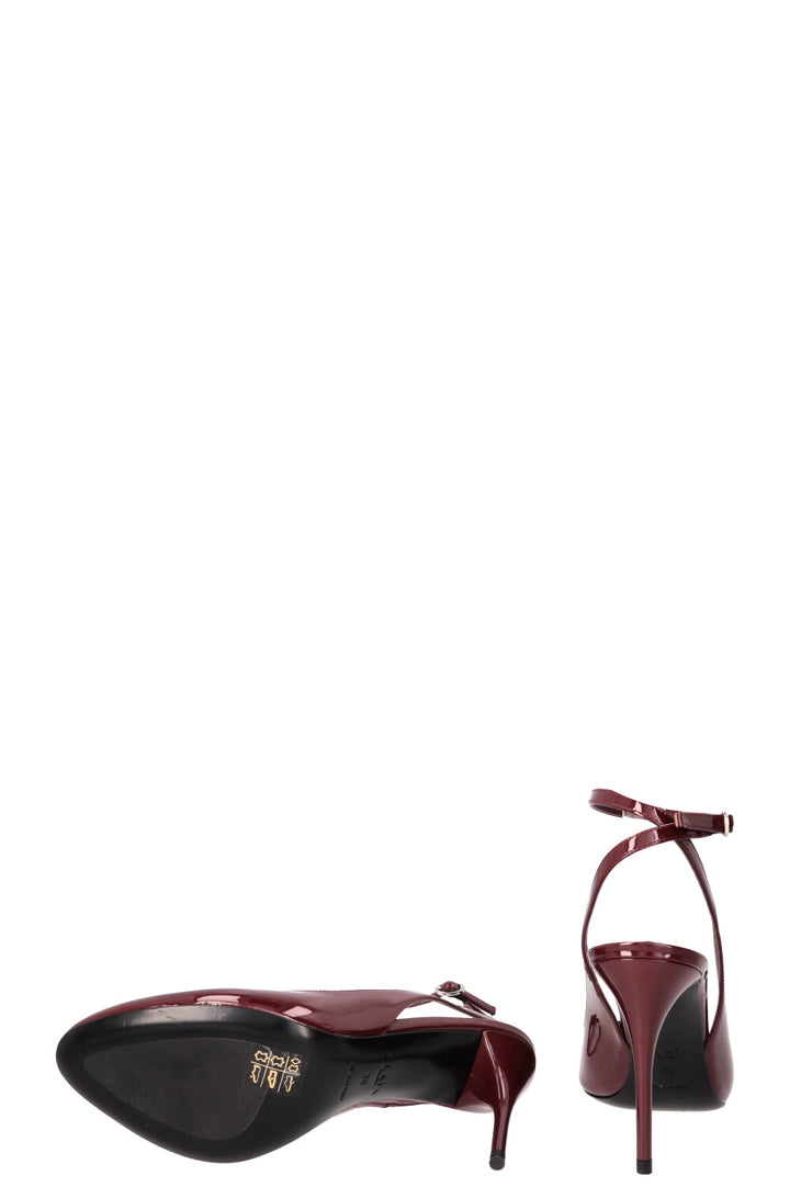 ALAÏA 90 Slingback Patent Bordeaux Pumps