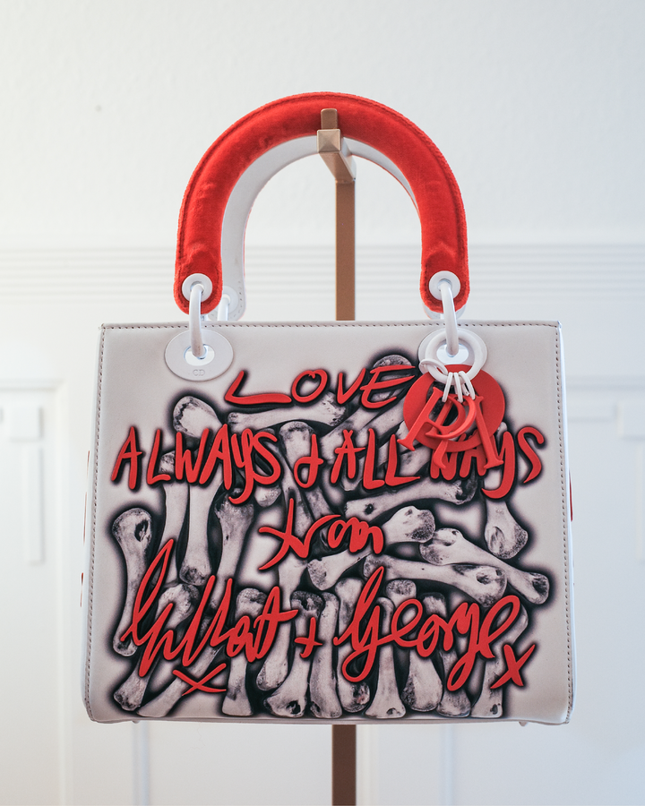 CHRISTIAN DIOR Medium Lady Dior Gilbert &amp; George Limited Edition White
