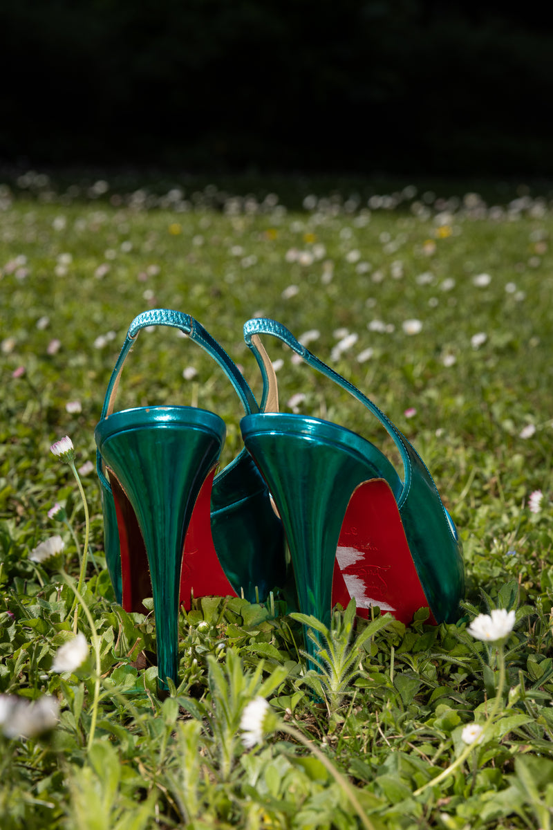 CHRISTIAN LOUBOUTIN No Prive Heels Blue Metallic