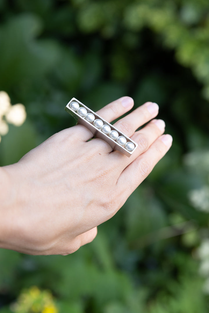 CHANEL 2015 Faux Pearl Cocktail Ring
