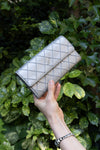 CHANEL Whipstitch Wallet Silver