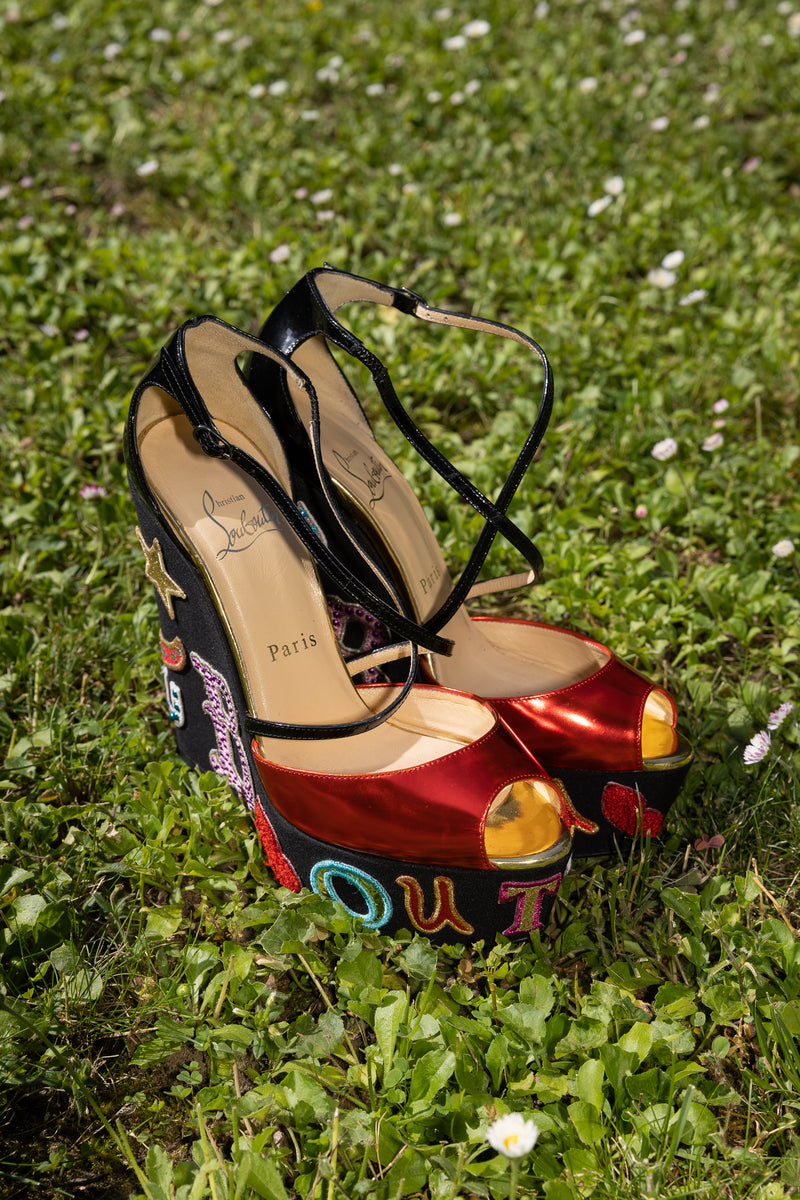 CHRISTIAN LOUBOUTIN Zeppa Crisscross Heels Patches