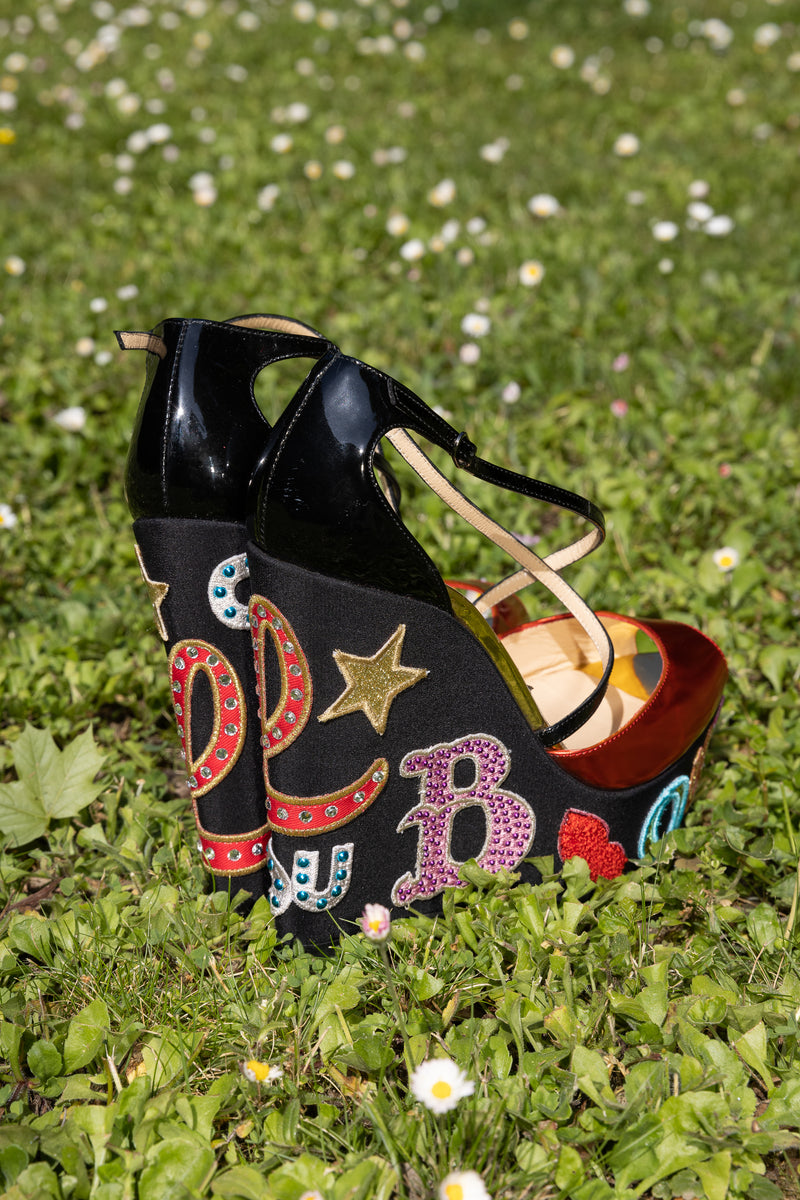 CHRISTIAN LOUBOUTIN Zeppa Crisscross Heels Patches