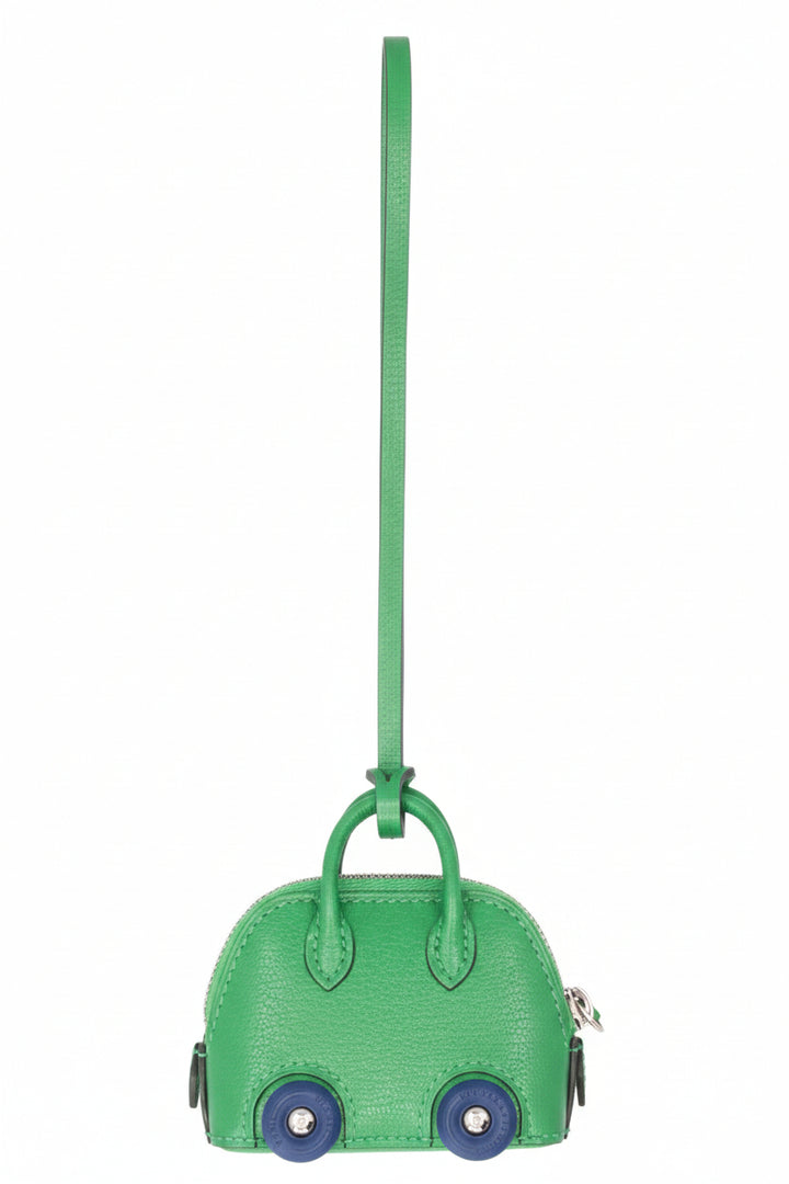 HERMÈS 2023 Bolide On Wheels Bag Charm Chèvre Leather Green