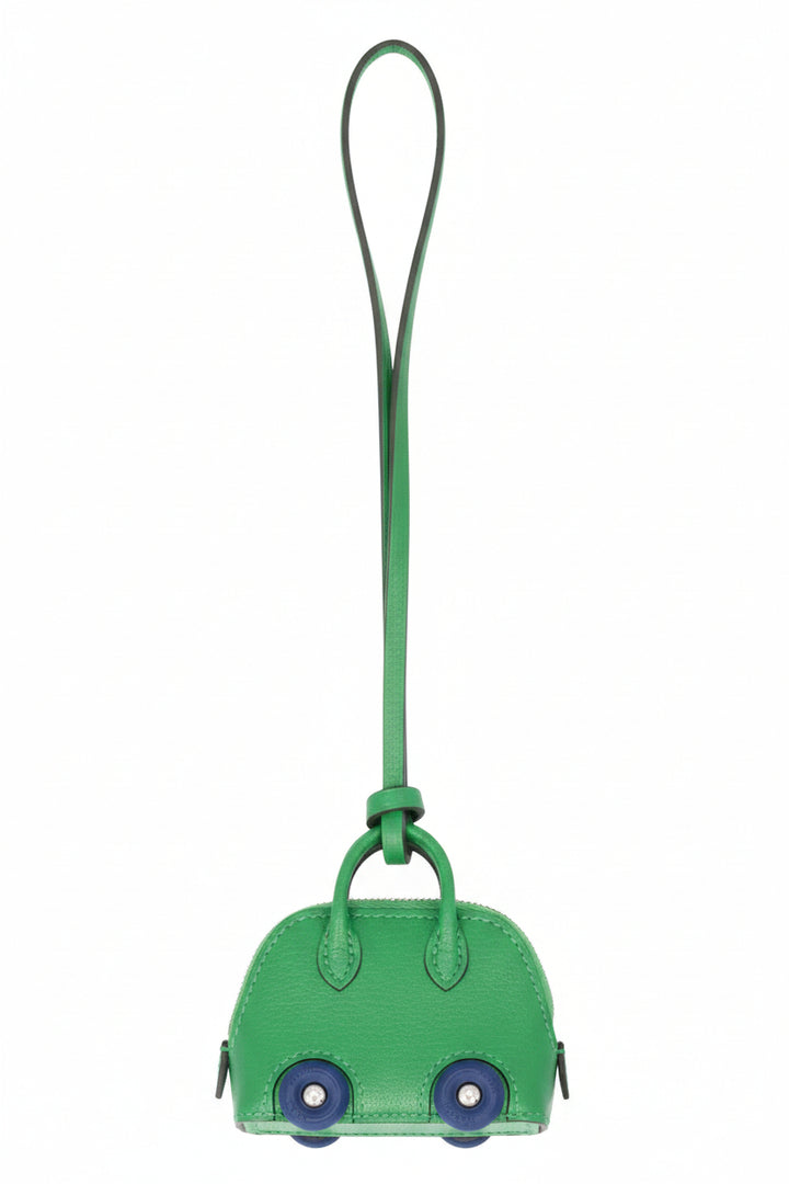 HERMÈS 2023 Bolide On Wheels Bag Charm Chèvre Leather Green